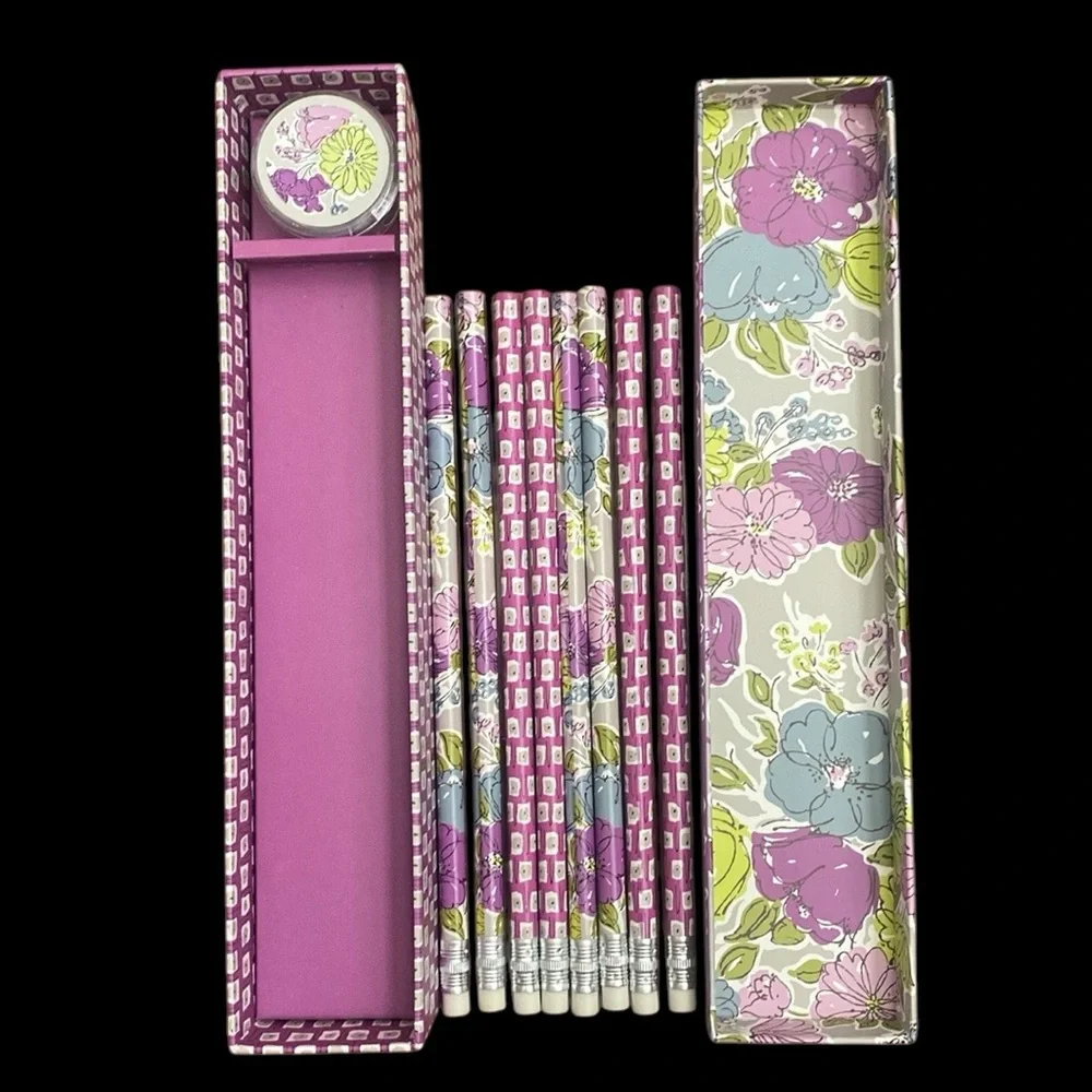 Vera Bradley Pencil Box Set in Watercolor Gray